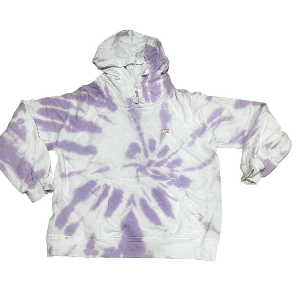 Billabong Purple Tie Dye Pullover Hoodie Unisex Size L Long Sleeve Relaxed Fit